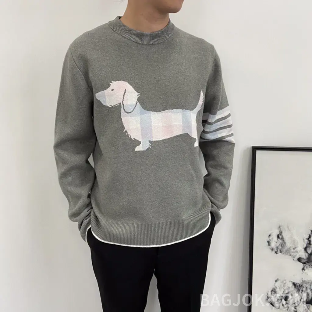 톰브라운 톰브라운 크레이프 체크 헥터 니트티 상세 이미지