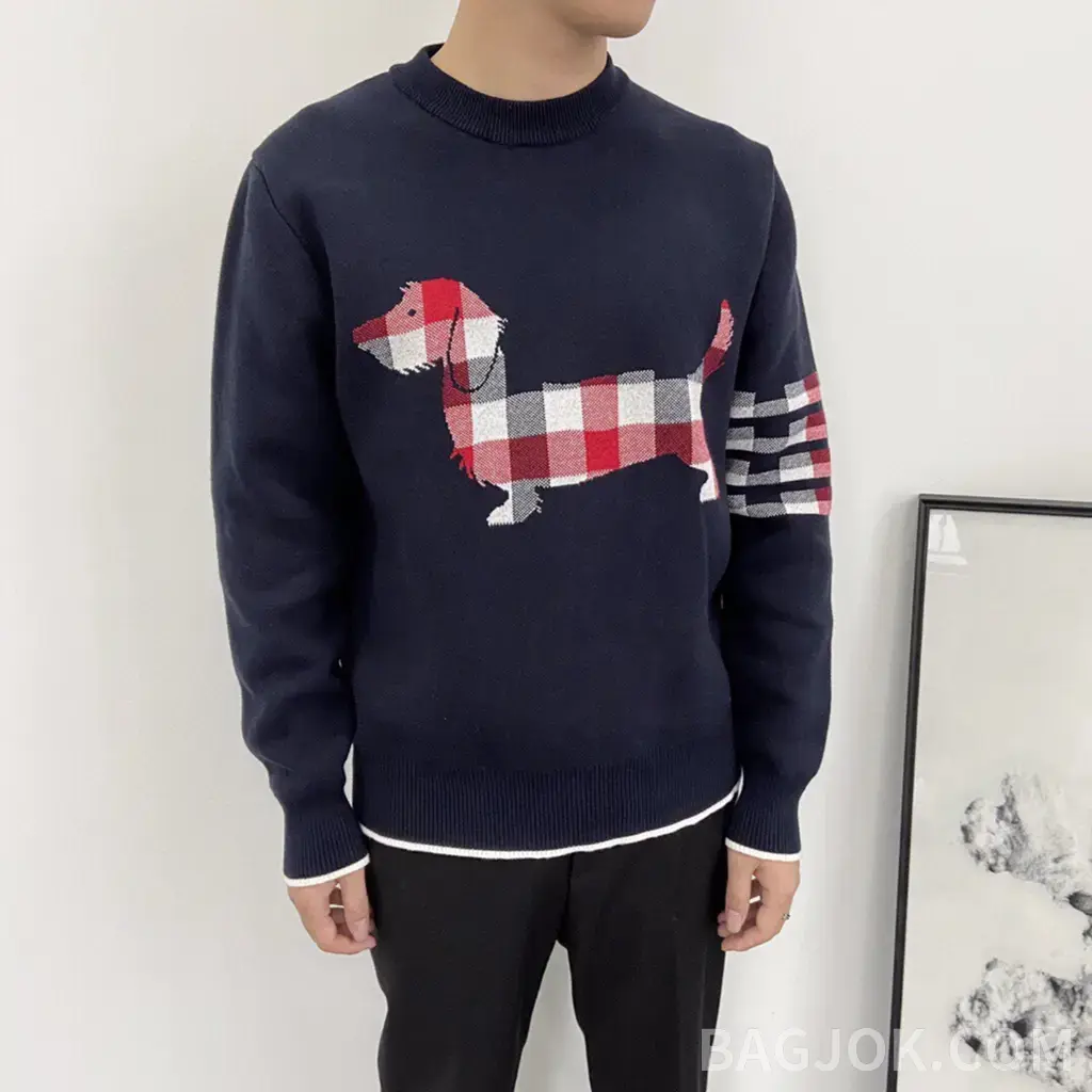톰브라운 톰브라운 크레이프 체크 헥터 니트티 상세 이미지