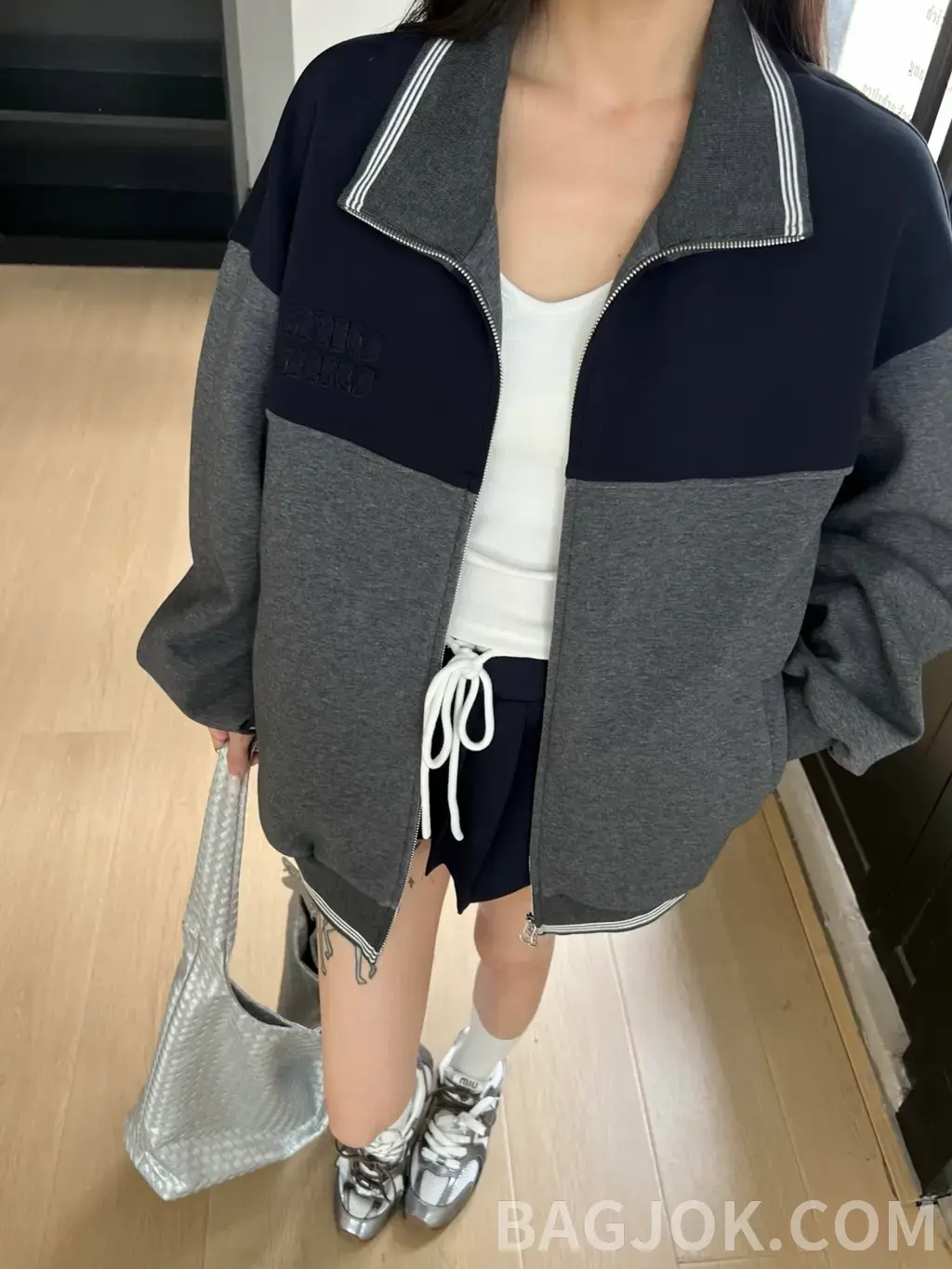 미우미우 미우미우 컬러 블록 메리노 울 집업 자켓 상세 이미지