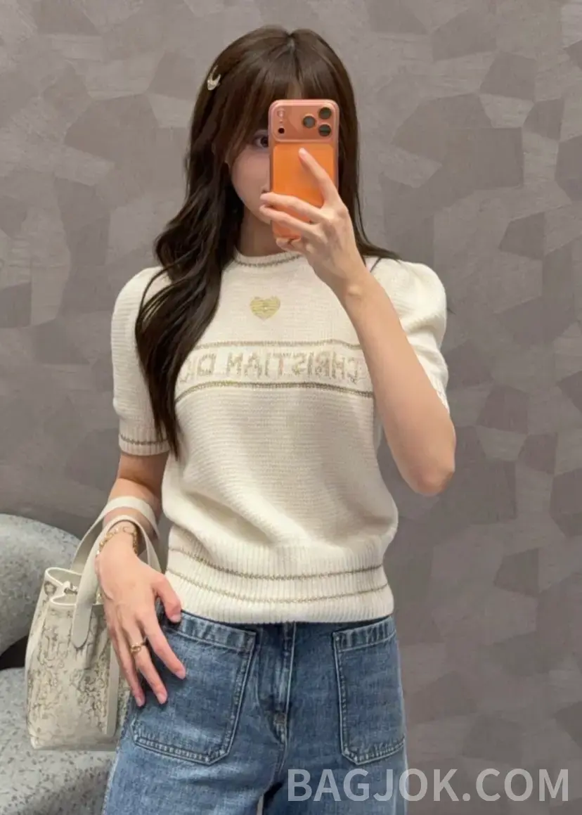 디올 디올 하트 울 니트 반팔 상세 이미지