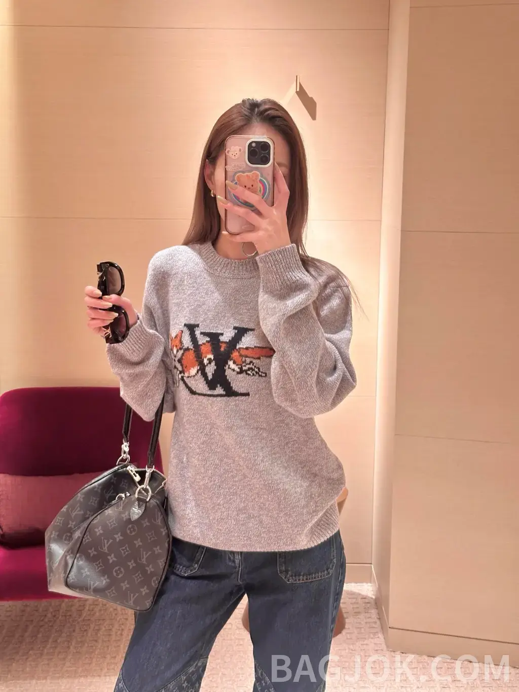 루이비통 루이비통 폭스 LV 자카드 니트 스웨터 상세 이미지