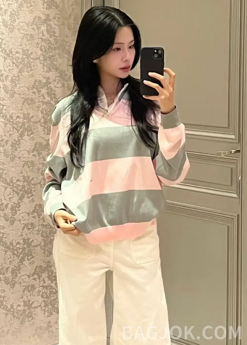 디올 디올 조나단 앤더슨 첫 시즌 스트라이프 폴로 니트 상세 이미지