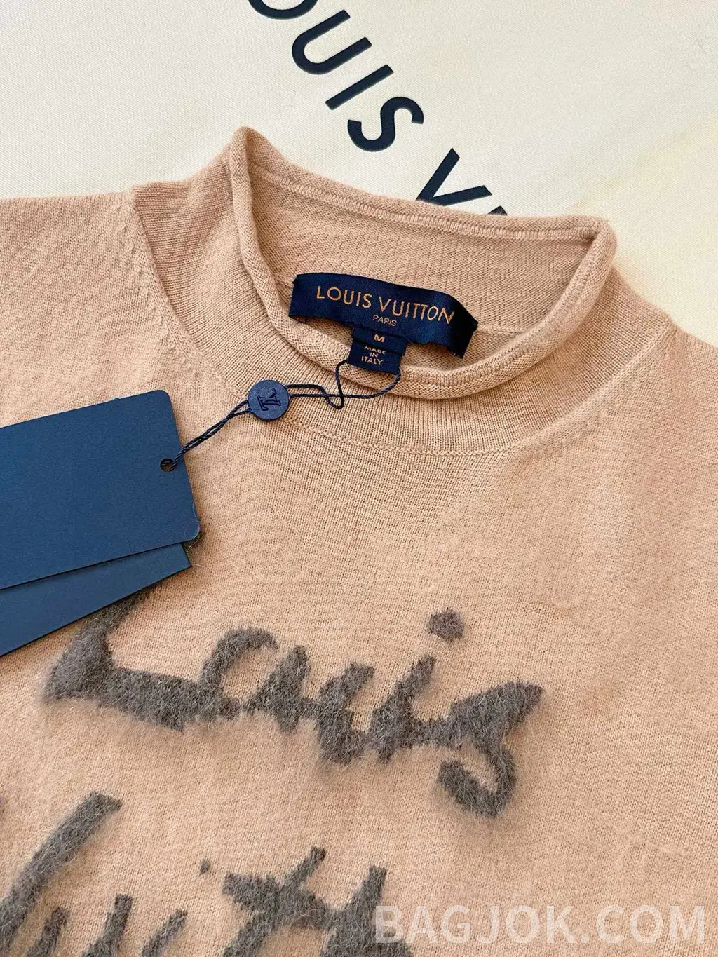 루이비통 루이비통 루이 Vuitton 스크립트 니트 반팔 티셔츠 상세 이미지