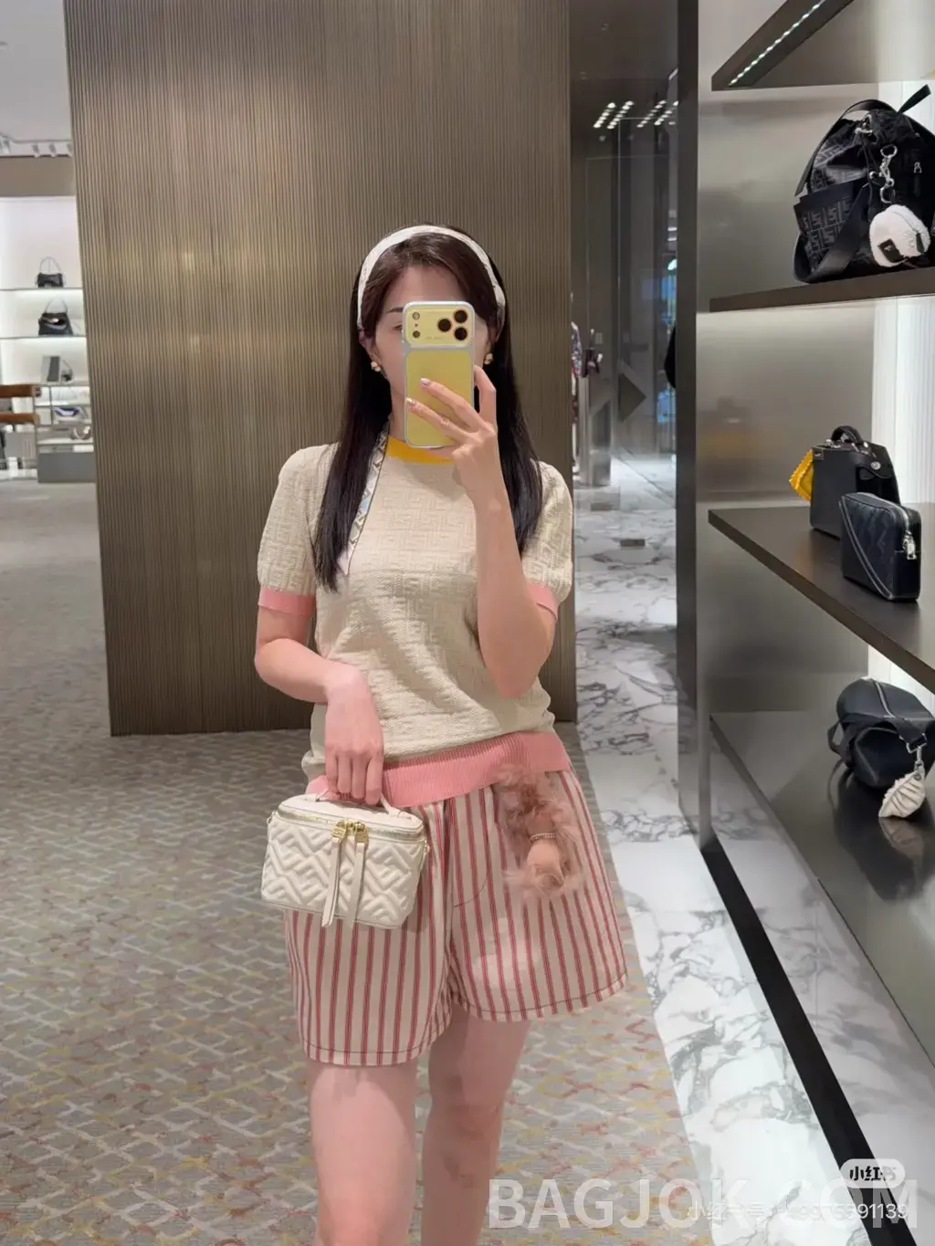 펜디 펜디 FF 자카드 컬러 배색 반팔 니트 상세 이미지