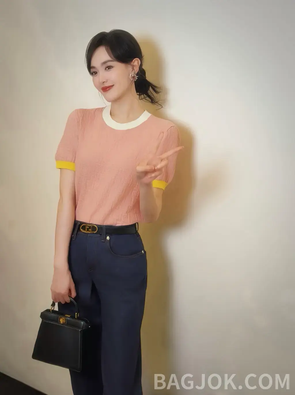 펜디 펜디 FF 자카드 컬러 배색 반팔 니트 상세 이미지