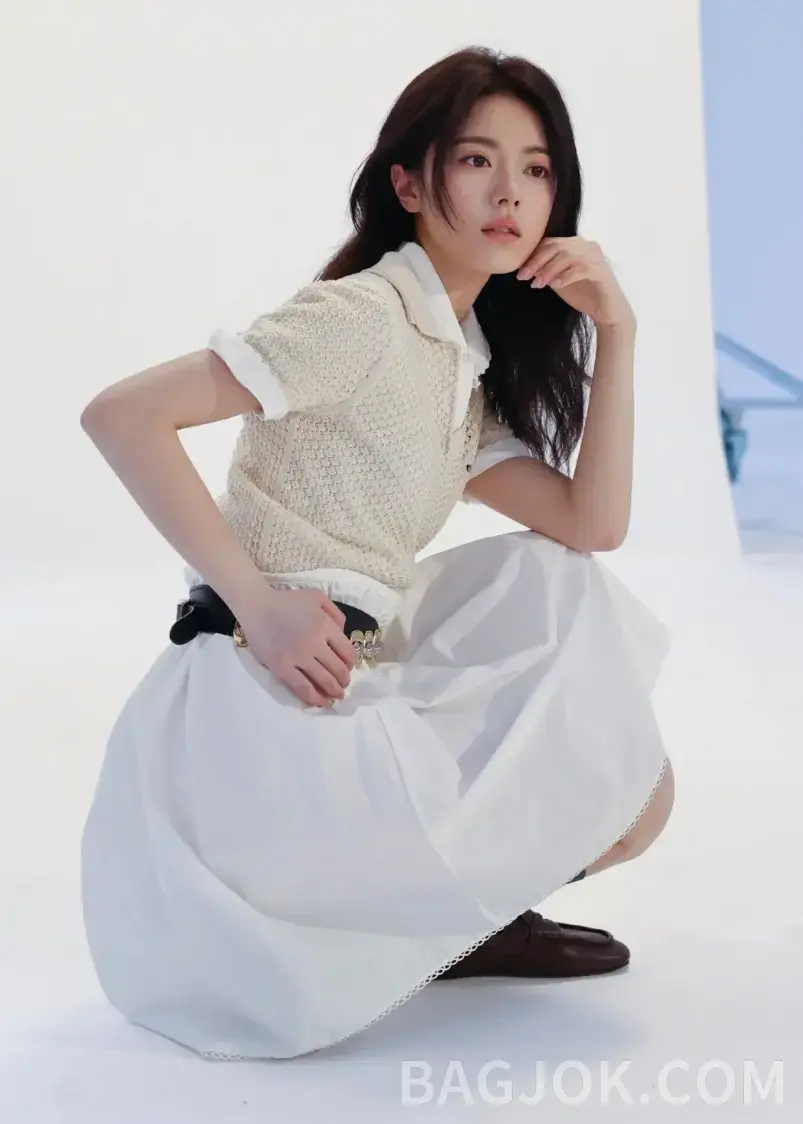 미우미우 미우미우 스캘럽 헴 린넨 블렌드 미니 스커트 상세 이미지