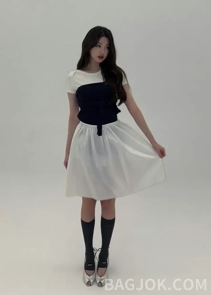 미우미우 미우미우 스캘럽 헴 린넨 블렌드 미니 스커트 상세 이미지
