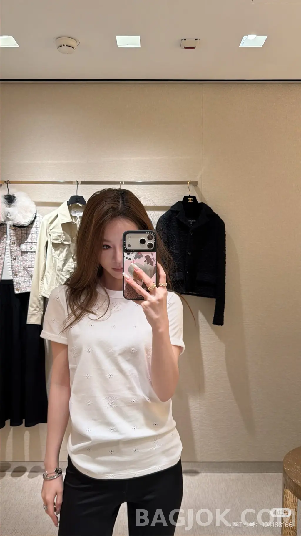 샤넬 샤넬 CC 아일렛 펀칭 반팔 티셔츠 상세 이미지