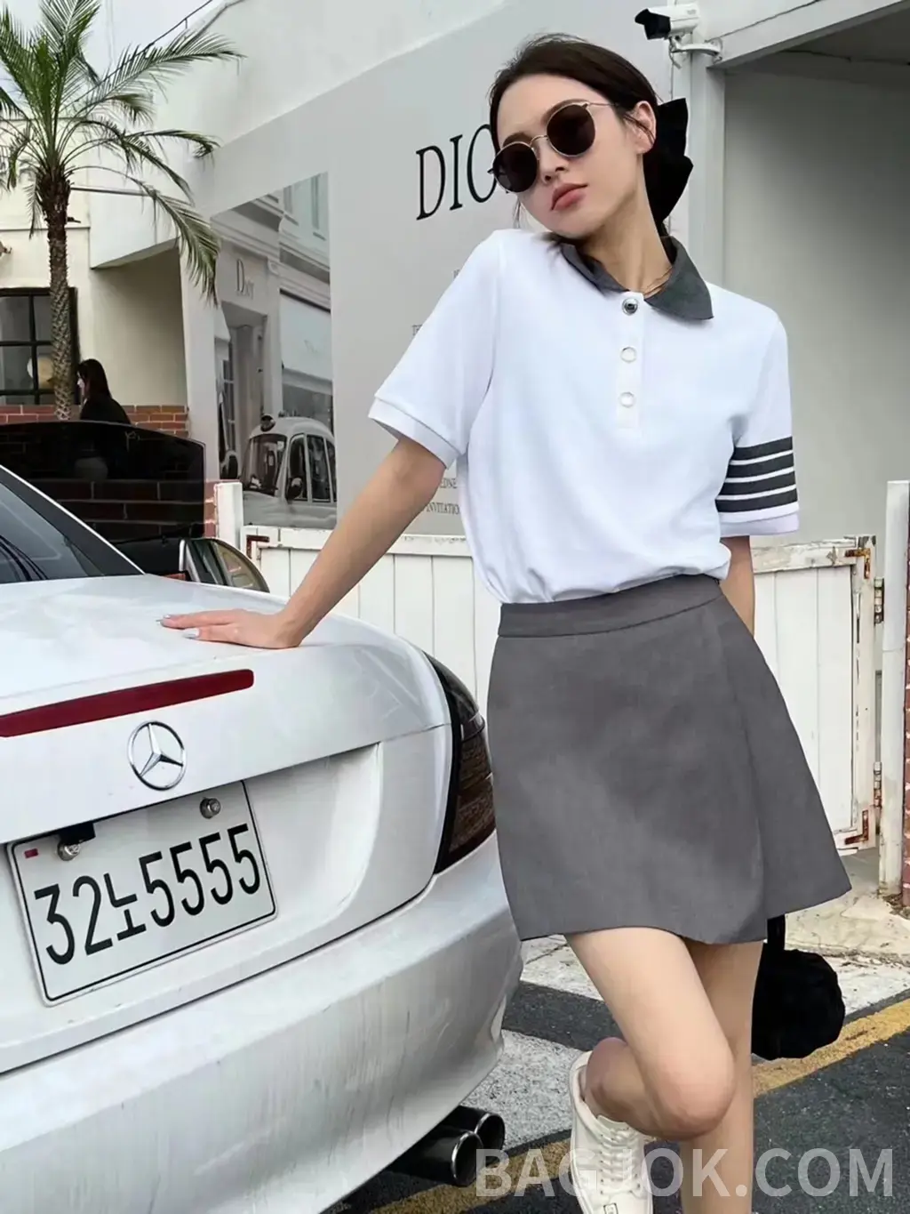 톰브라운 톰브라운 배색 카라 RWB 4Bar 키트 그래픽 폴로 니트 상세 이미지