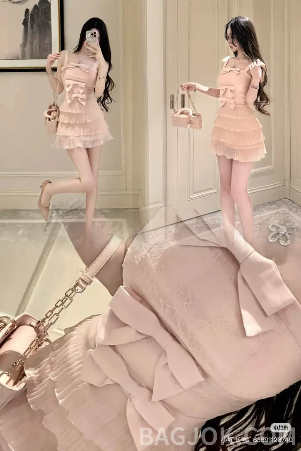 샤넬 샤넬 보우 티어드 슬립 미니 드레스 상세 이미지