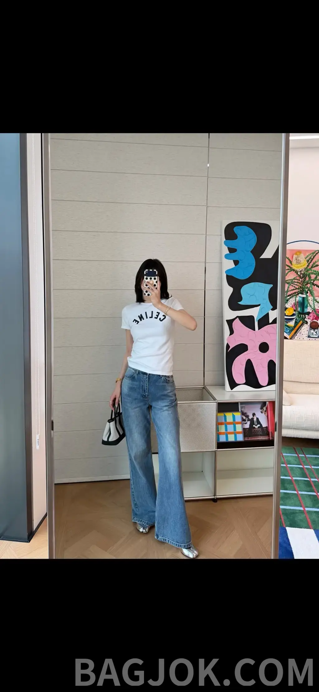 셀린느 셀린느 아치 레터링 로고 크롭 반팔 티셔츠 상세 이미지