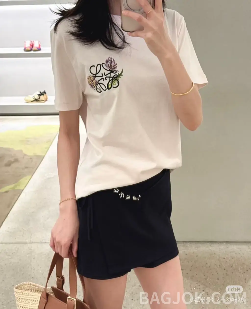 로에베 로에베 애너그램 아티초크 자수 코튼 저지 반팔 티셔츠 상세 이미지