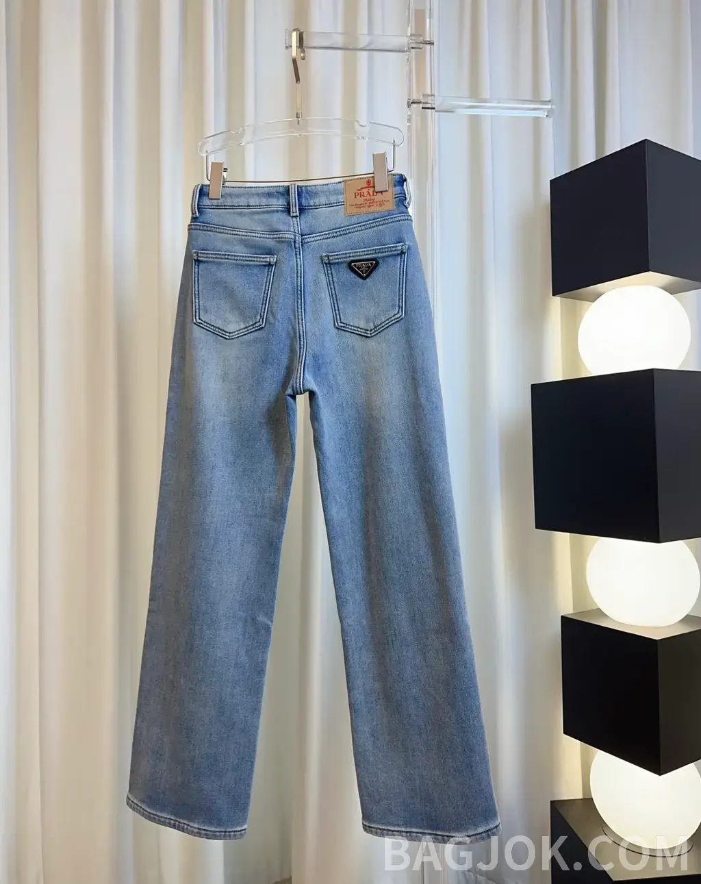 프라다 프라다 기모 와이드 데님 팬츠 상세 이미지
