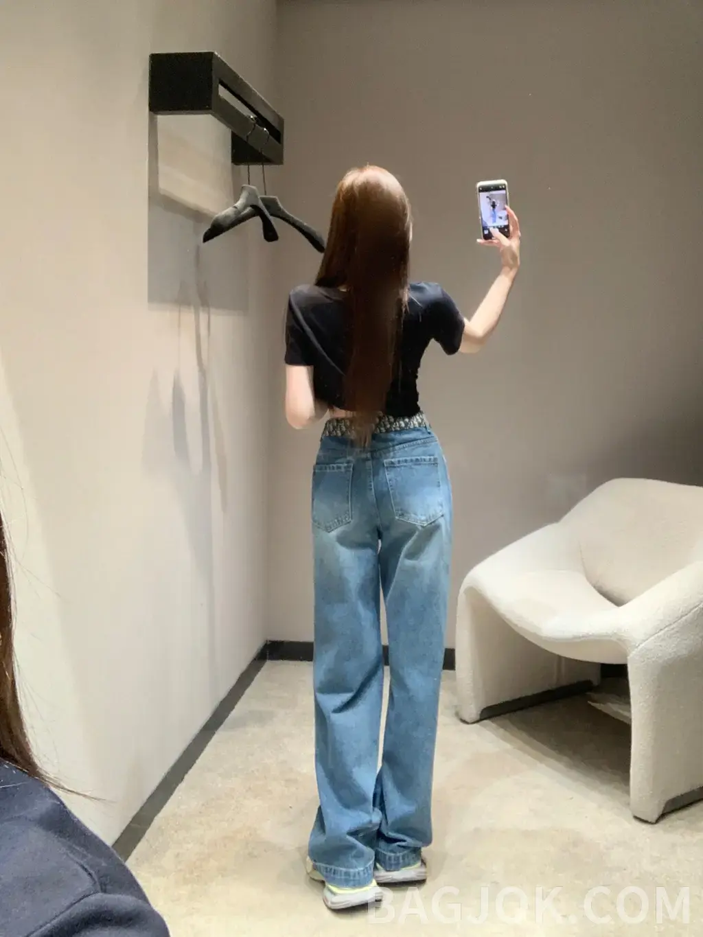 디올 디올 오블리크 패턴 와이드 데님 팬츠 상세 이미지