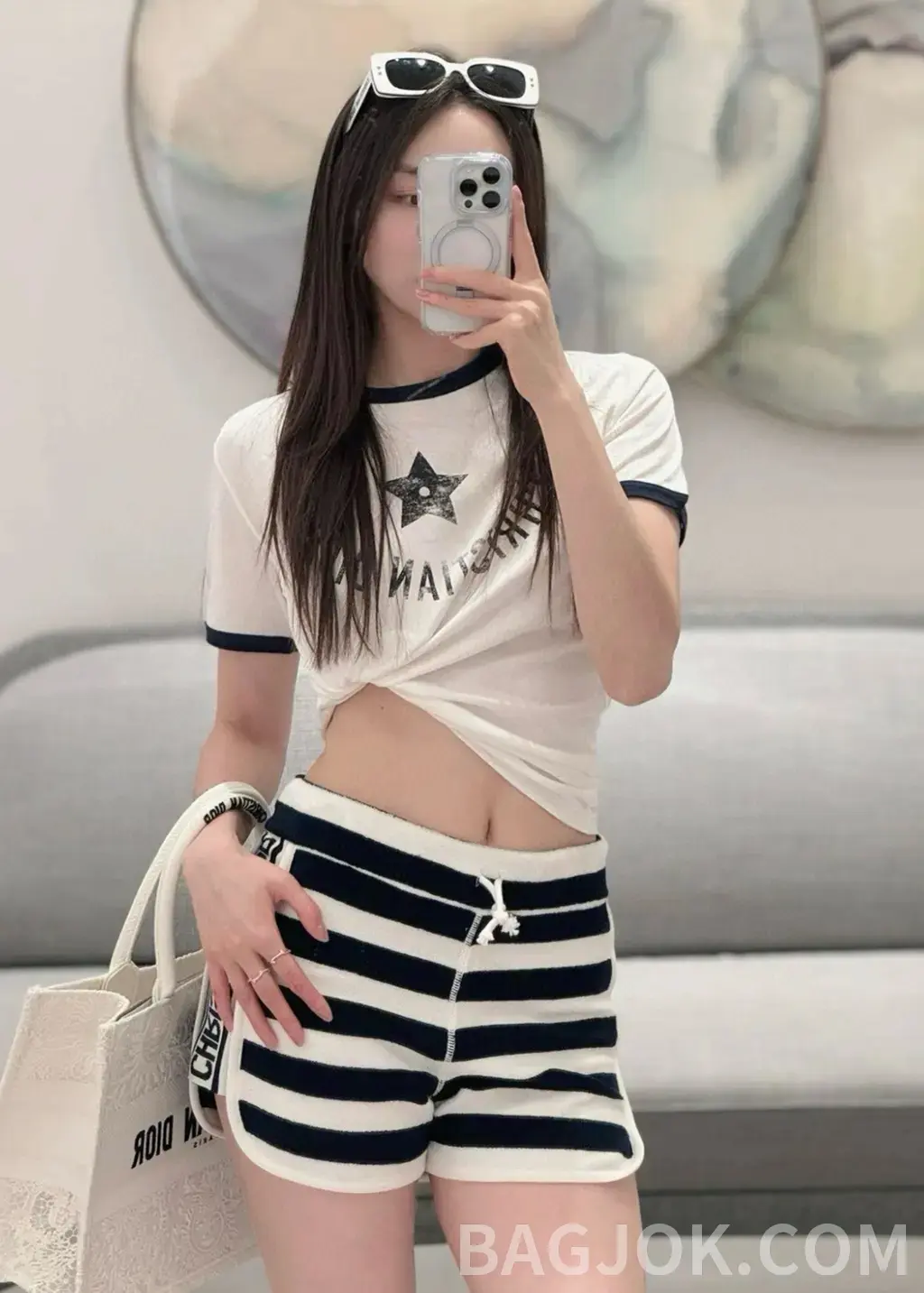 디올 디올 스트라이프 테리 쇼츠 상세 이미지
