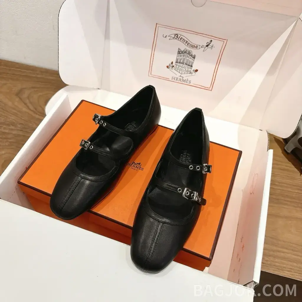 에르메스 에르메스 리리아 램스킨 발레리나 플랫 상세 이미지