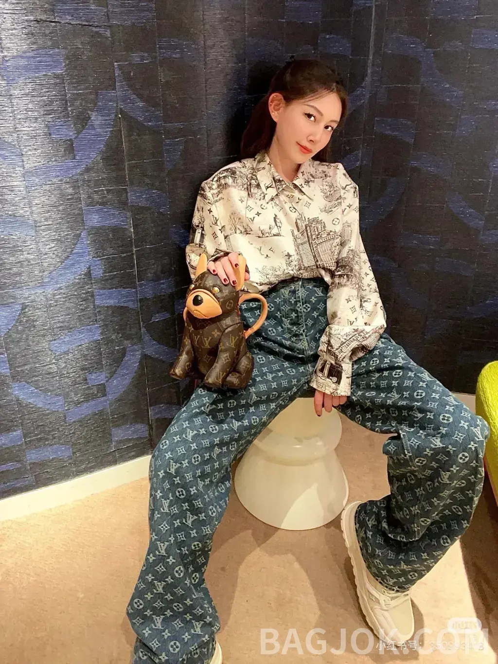 루이비통 루이비통 올오버 모노그램 자카드 데님 와이드 팬츠 상세 이미지