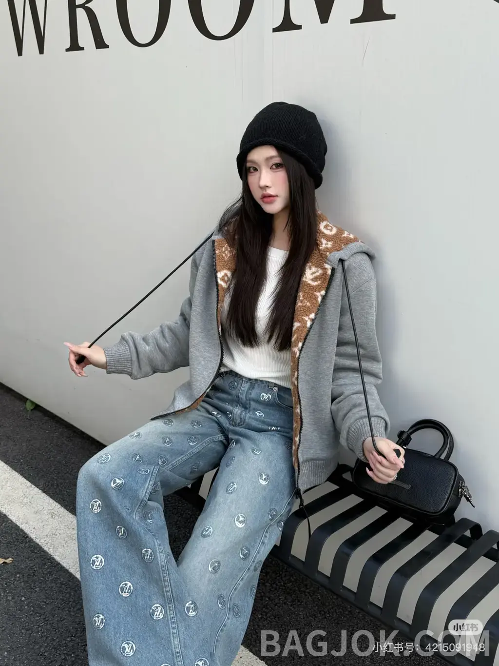 루이비통 루이비통 올오버 모노그램 스팽글 자수 와이드 데님 팬츠 상세 이미지