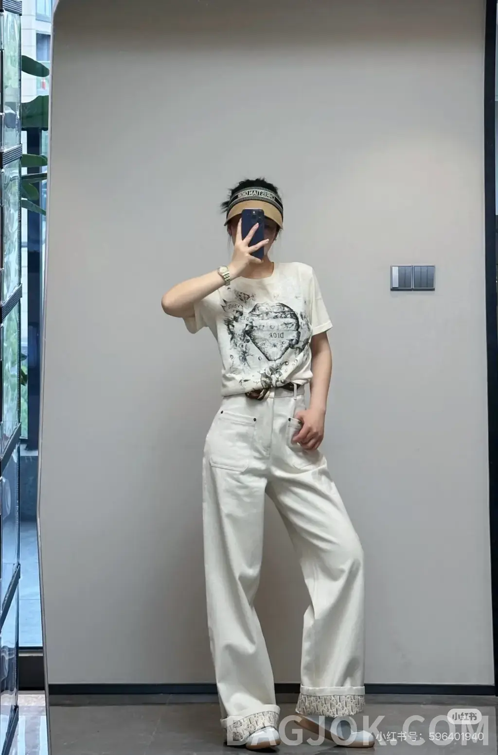 디올 디올 오블리크 레이스 헴 와이드 데님 팬츠 상세 이미지