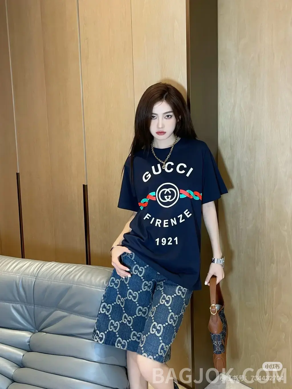 구찌 구찌 올오버 GG 자카드 데님 쇼츠 상세 이미지