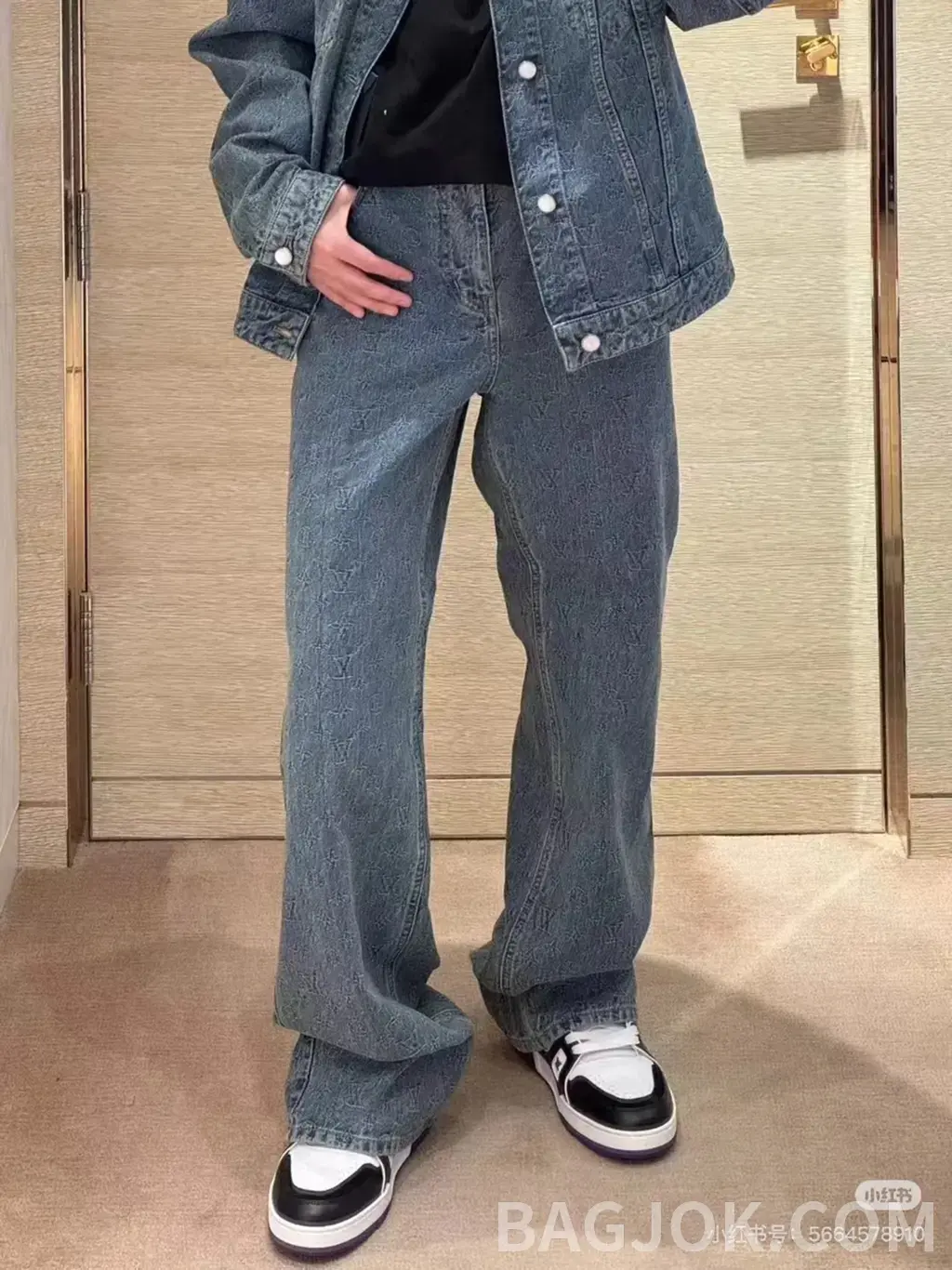 루이비통 루이비통 모노그램 올오버 데님 와이드 팬츠 상세 이미지