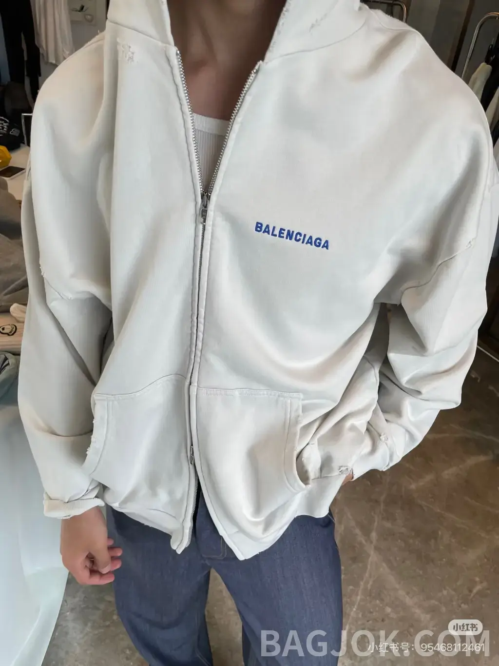 발렌시아가 BALENCIAGA 자수 집업 후드 상세 이미지