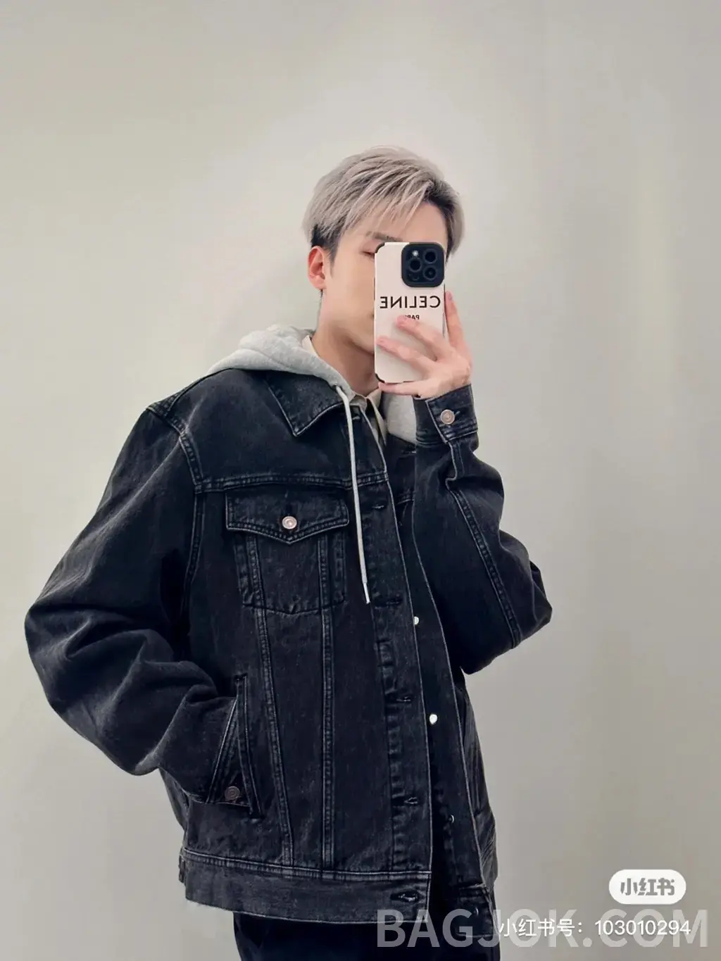 셀린느 CELINE 로고 후드 데님 트러커 자켓 상세 이미지