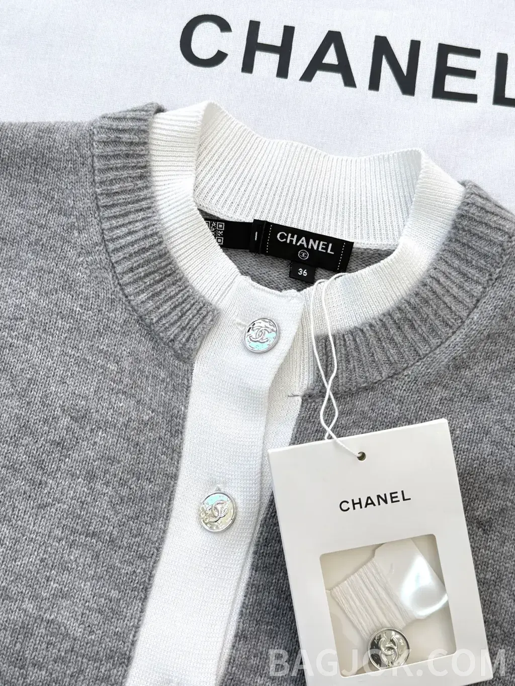 샤넬 CHANEL 울 블렌드 크롭 니트 카디건 상세 이미지