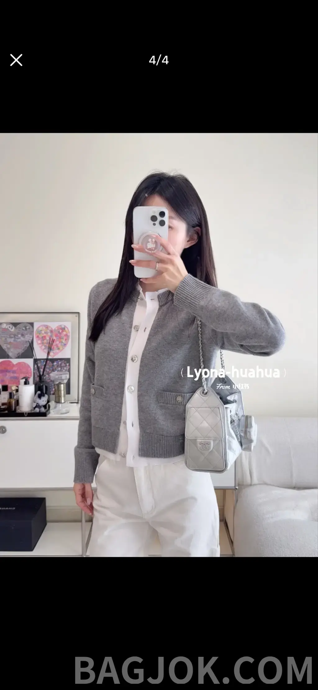 샤넬 CHANEL 울 블렌드 크롭 니트 카디건 상세 이미지