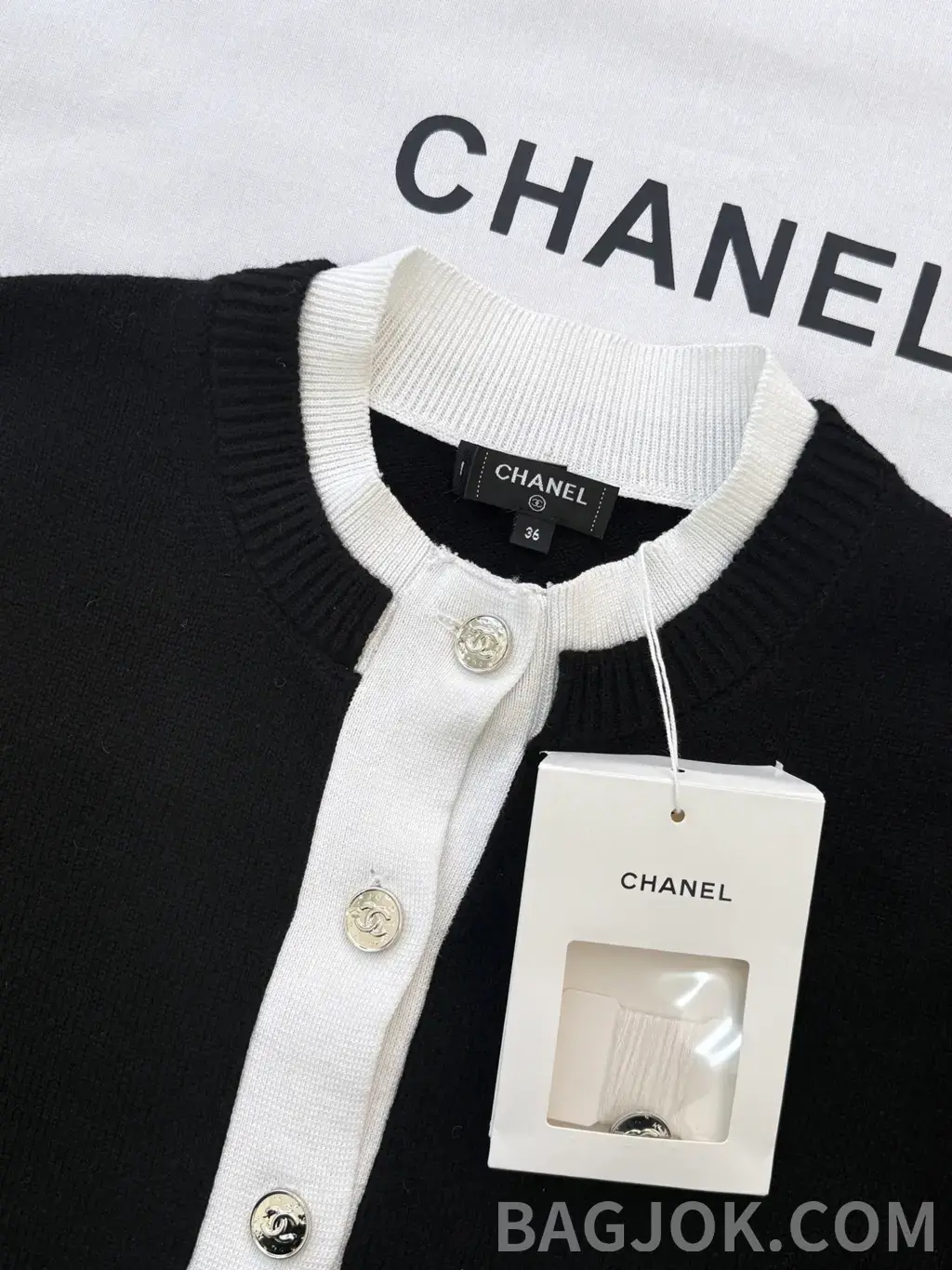 샤넬 CHANEL 울 블렌드 크롭 니트 카디건 상세 이미지