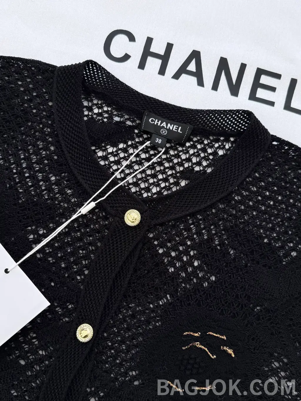 샤넬 CHANEL 오픈워크 레이스 니트 카디건 상세 이미지
