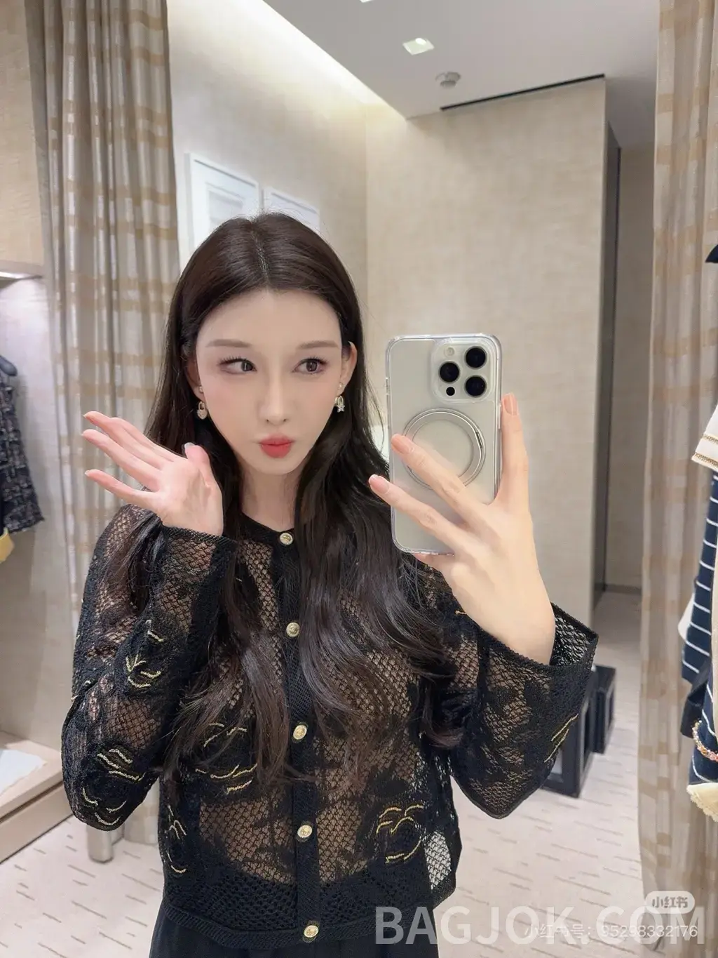 샤넬 CHANEL 오픈워크 레이스 니트 카디건 상세 이미지