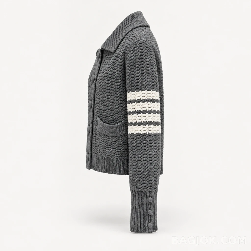 톰브라운 THOM BROWNE 시그니처 4바 크롭 니트 가디건 상세 이미지