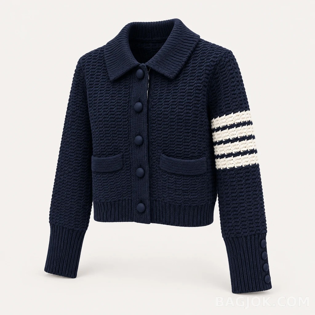 톰브라운 THOM BROWNE 시그니처 4바 크롭 니트 가디건 상세 이미지