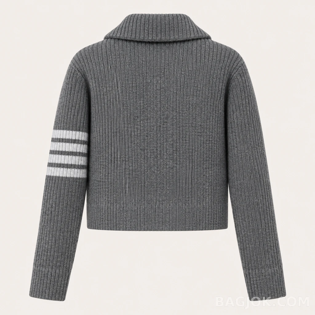 톰브라운 THOM BROWNE 리브드 울 크롭 가디건 상세 이미지