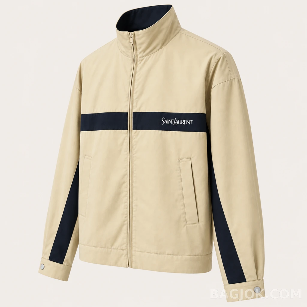 생로랑 SAINT LAURENT 컬러 블록 스트라이프 집업 자켓 상세 이미지