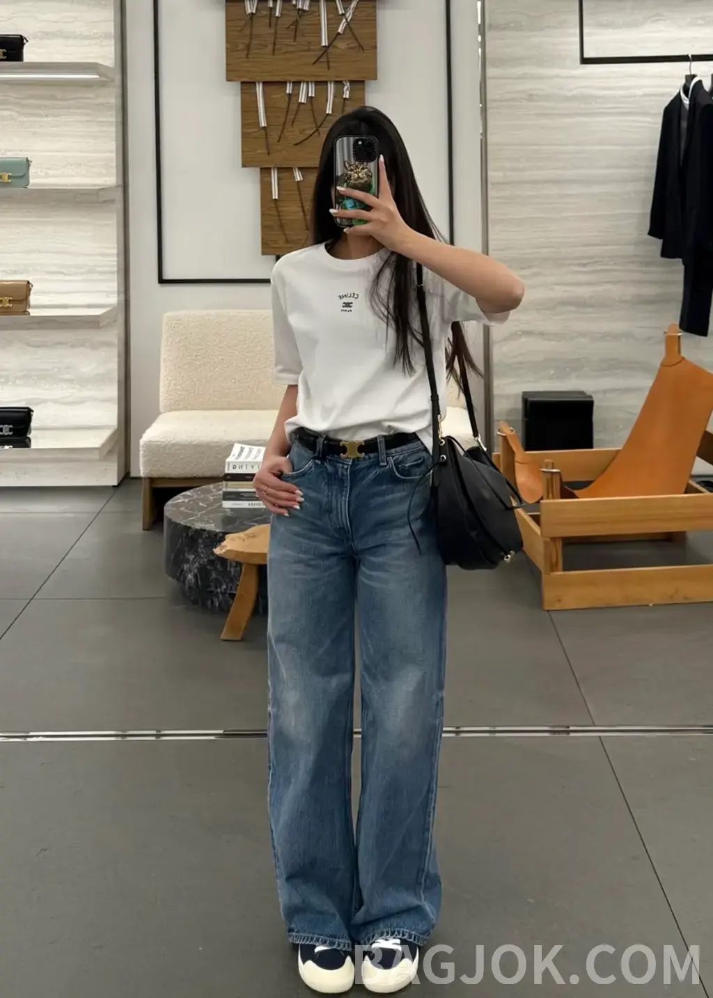 셀린느 CELINE 트리옴프 자수 오버핏 반팔 티셔츠 상세 이미지