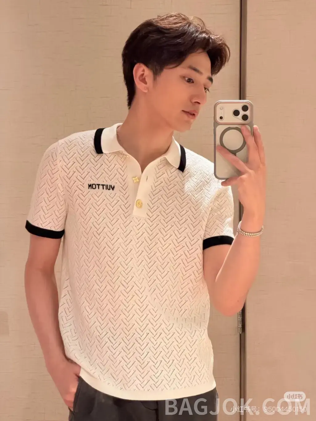 루이비통 LOUIS VUITTON 메쉬 자카드 폴로 셔츠 상세 이미지