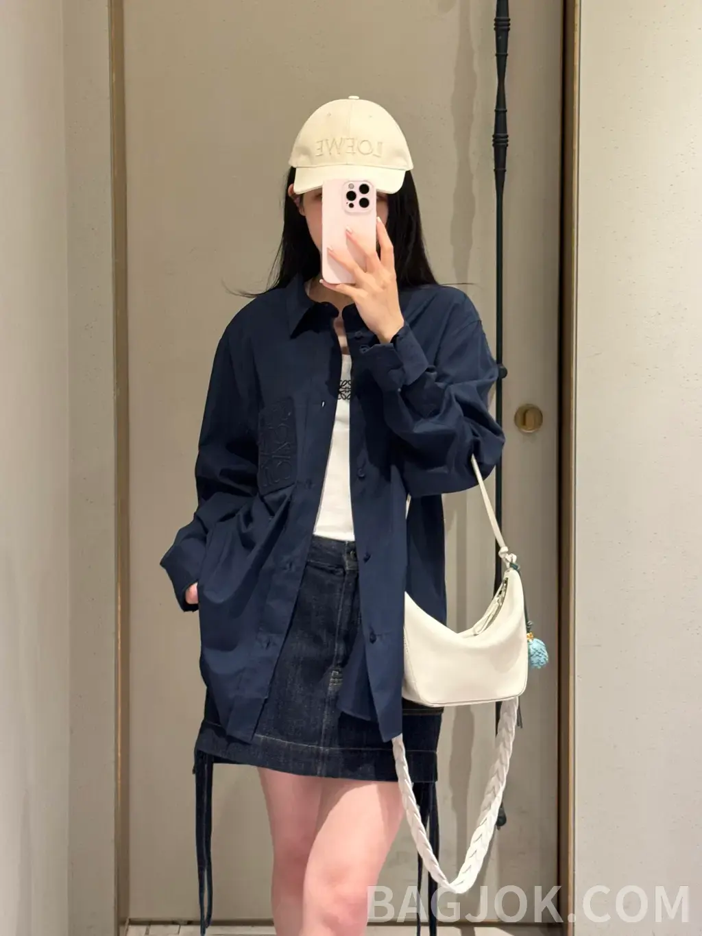 로에베 LOEWE 아나그램 자수 코튼 셔츠 상세 이미지