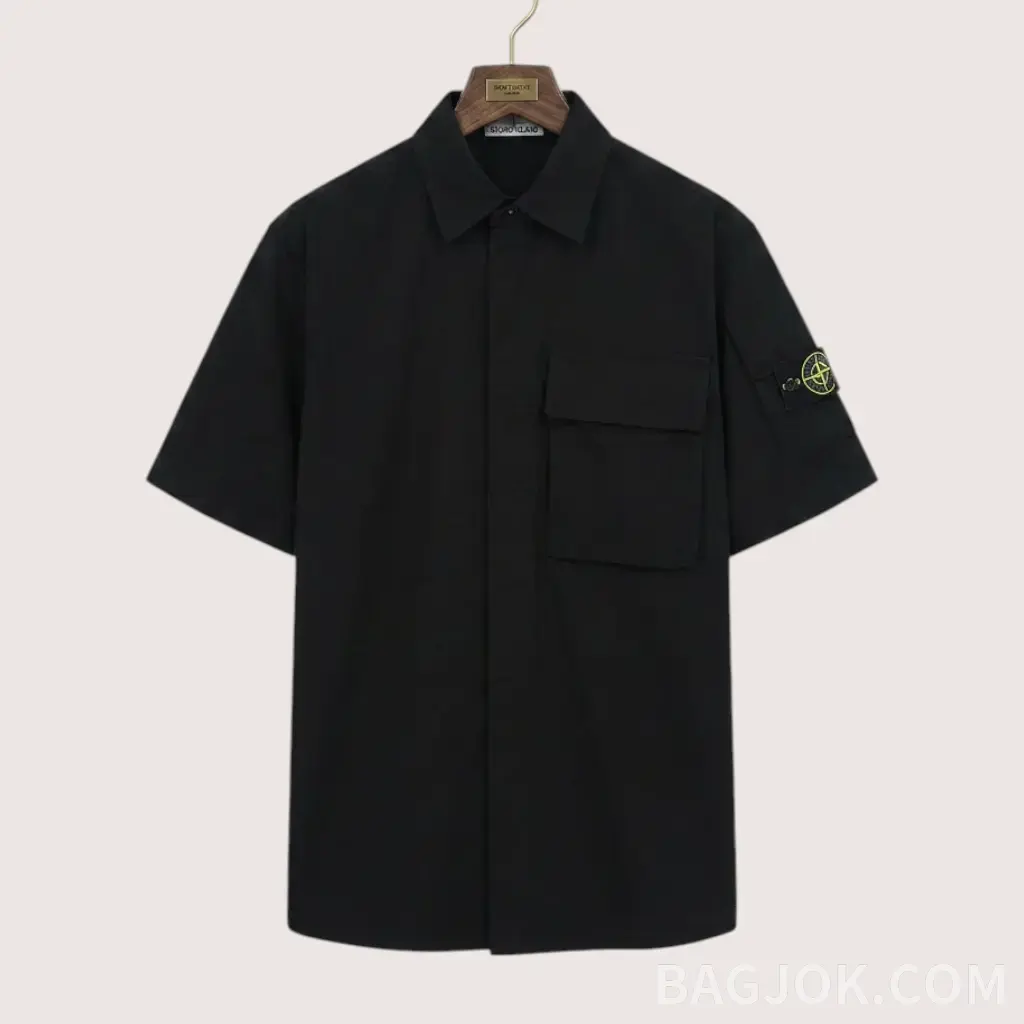 STONE ISLAND 컴퍼스 로고 워크웨어 쇼츠leeve 셔츠_대표이미지
