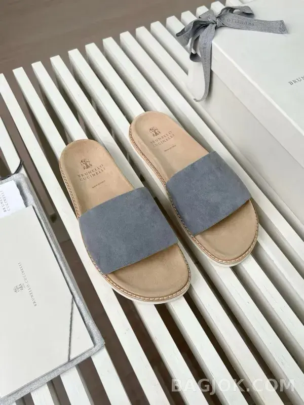 보스넬로쿠치넬리 보스넬로 쿠치넬리 스웨이드 원밴드 슬라이드 슬리퍼 상세 이미지