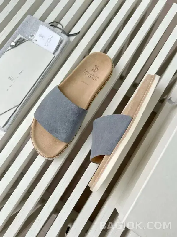보스넬로쿠치넬리 보스넬로 쿠치넬리 스웨이드 원밴드 슬라이드 슬리퍼 상세 이미지