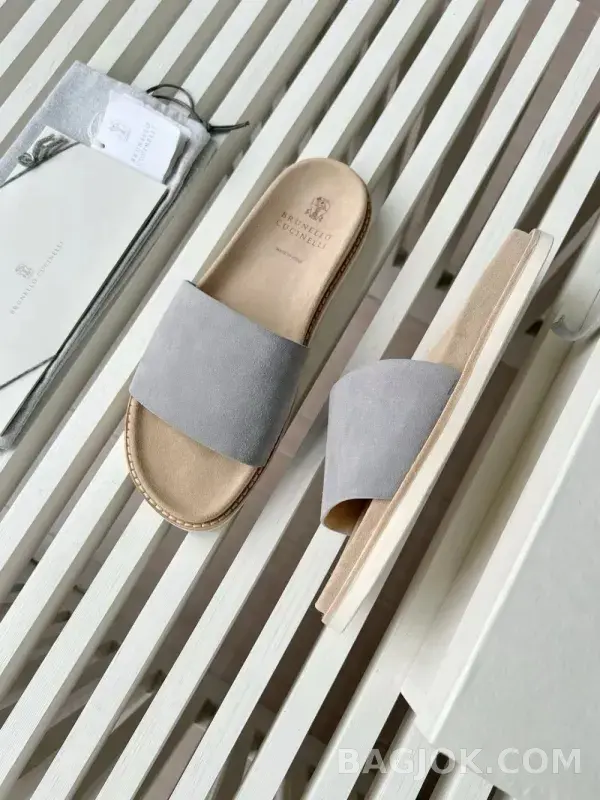 보스넬로쿠치넬리 보스넬로 쿠치넬리 스웨이드 원밴드 슬라이드 슬리퍼 상세 이미지