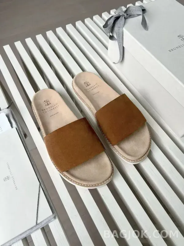 보스넬로쿠치넬리 보스넬로 쿠치넬리 스웨이드 원밴드 슬라이드 슬리퍼 상세 이미지