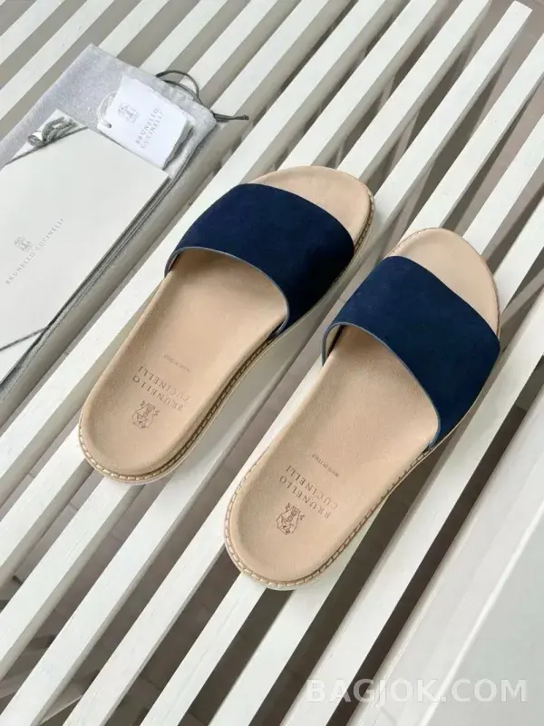 보스넬로쿠치넬리 보스넬로 쿠치넬리 스웨이드 원밴드 슬라이드 슬리퍼 상세 이미지