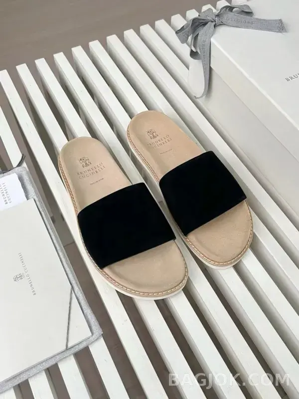 보스넬로쿠치넬리 보스넬로 쿠치넬리 스웨이드 원밴드 슬라이드 슬리퍼 상세 이미지