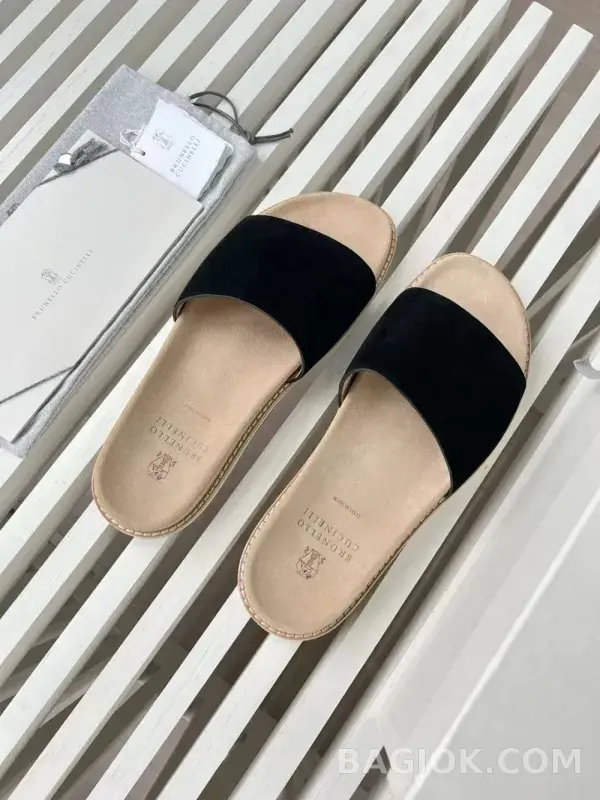 보스넬로쿠치넬리 보스넬로 쿠치넬리 스웨이드 원밴드 슬라이드 슬리퍼 상세 이미지