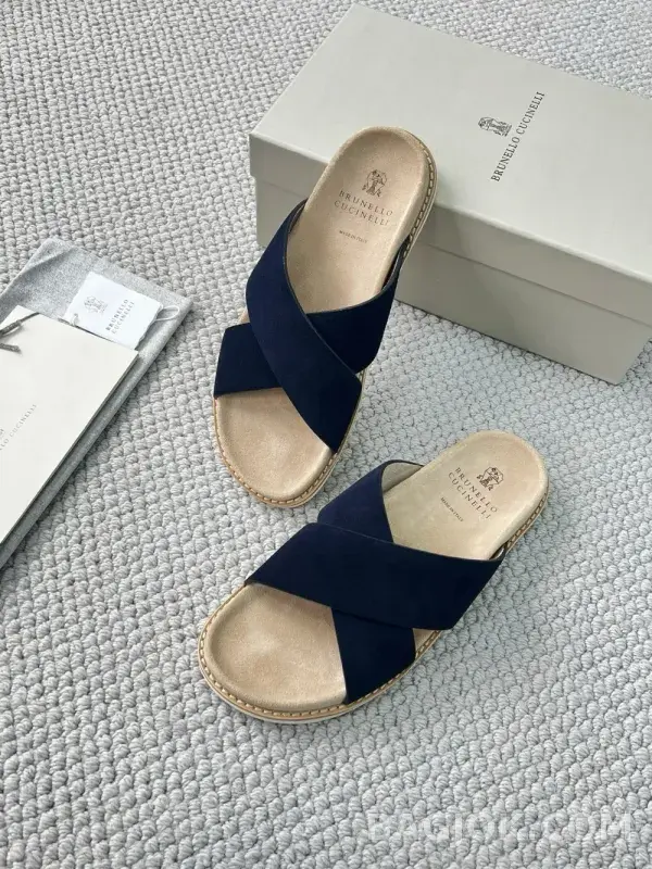 보스넬로쿠치넬리 보스넬로 쿠치넬리 크로스 스트랩 슬라이드 슬리퍼 상세 이미지