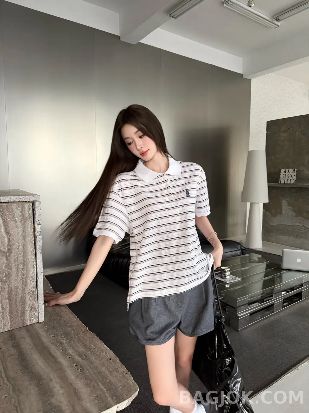 프라다 Prada Striped 피케 폴로 셔츠 상세 이미지