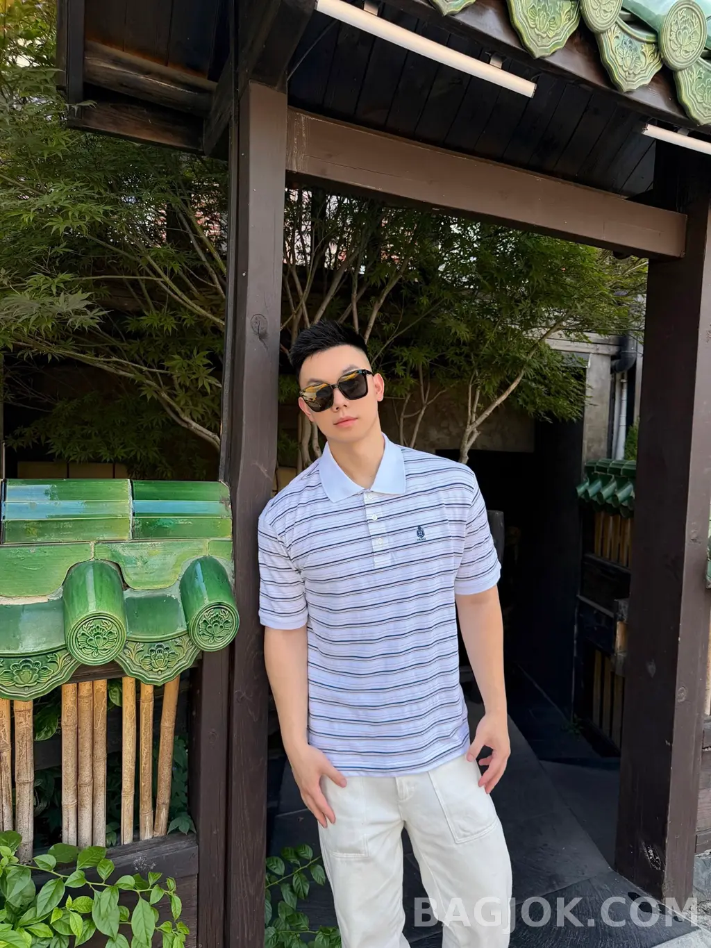 프라다 Prada Striped 피케 폴로 셔츠 상세 이미지